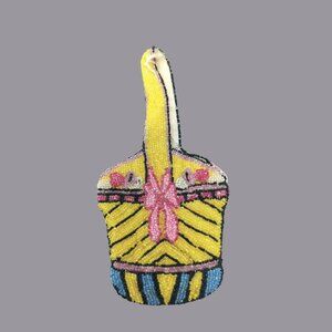 Vintage Japan Micro Mini Bag Beaded Yellow